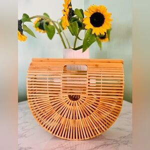 Bamboo half moon crescent arc bag purse